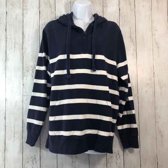 Chaps Pullover 1/4 Zip Strip Hoodie Mens Medium - Picture 1 of 8